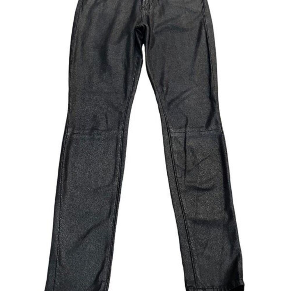 7 For All Mankind FAMK Black Coated Faux Leather Skinny Pants Women’s Size 25 Pe